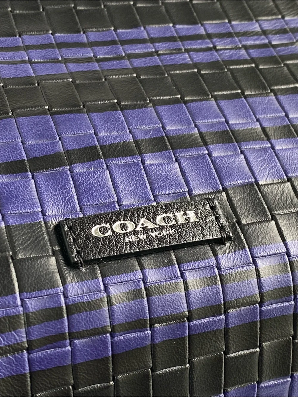 Coach Bleecker Woven Purple and Black Leather Satchel